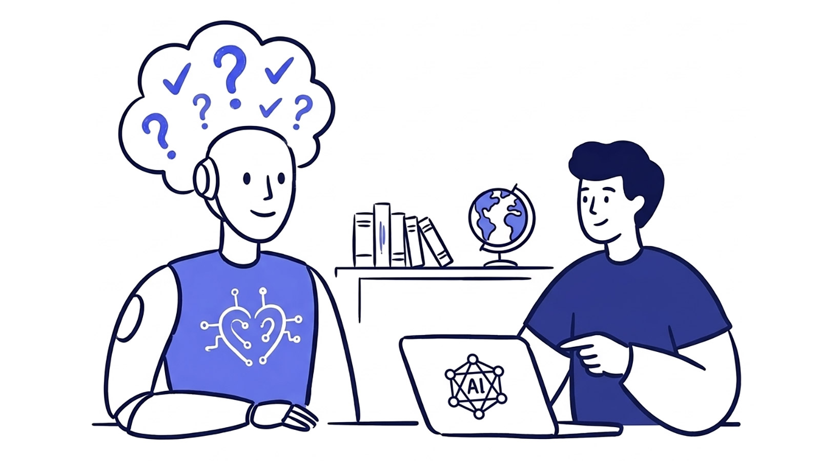 Boy interacting with AI bot