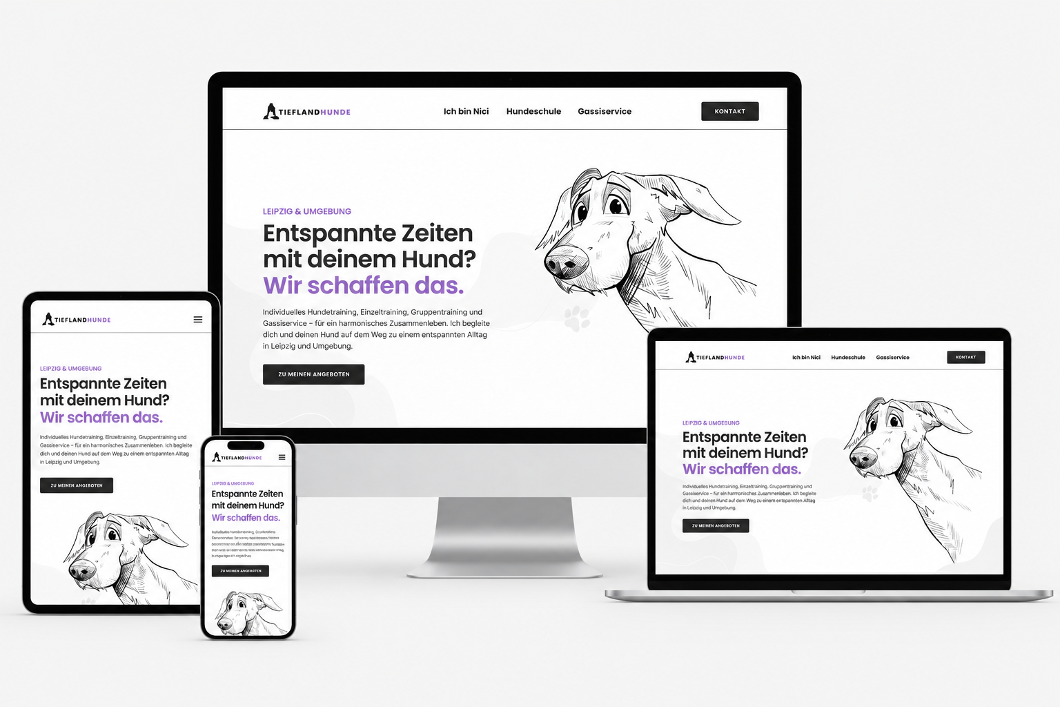 Teiflandhunde, Hundeschule, Illustration, Sophie Parschat, Design, Wordpress