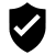 Shield icon with a checkmark symbolizing security or protection.