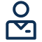 Icon of an envelope with a circle above, symbolizing email or message notification.