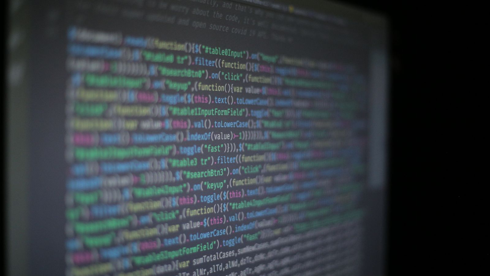 Close-up of security code on a computer monitor