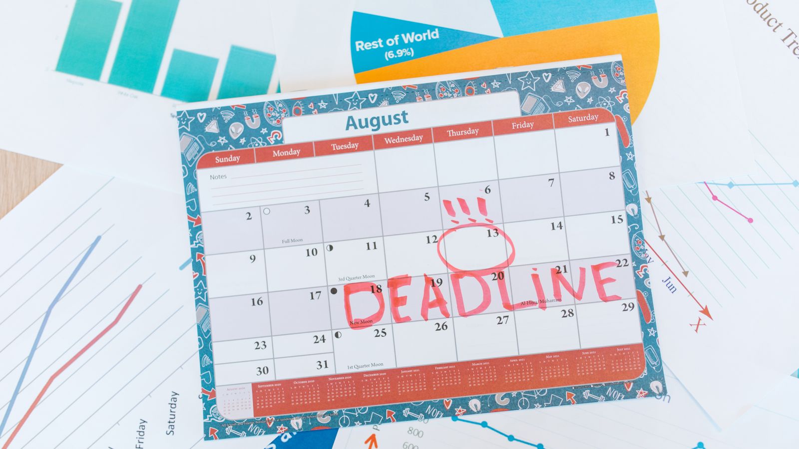 Calendar with a deadline circled in red marker