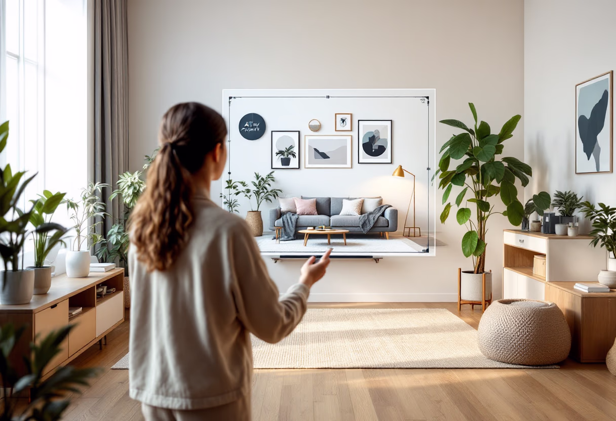 image of augmented reality service demonstration for an interior design business