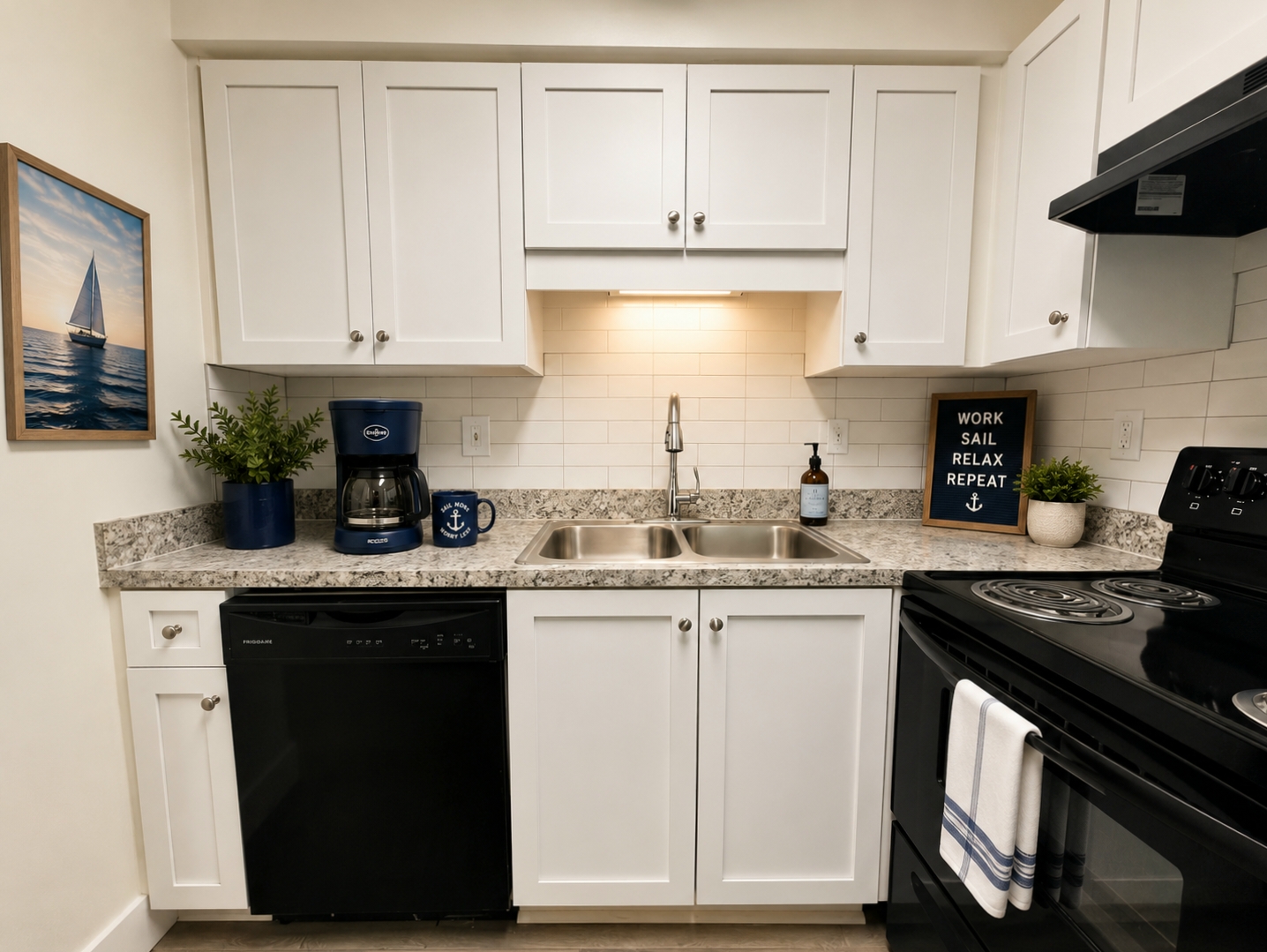 Kitchen with white cabinets