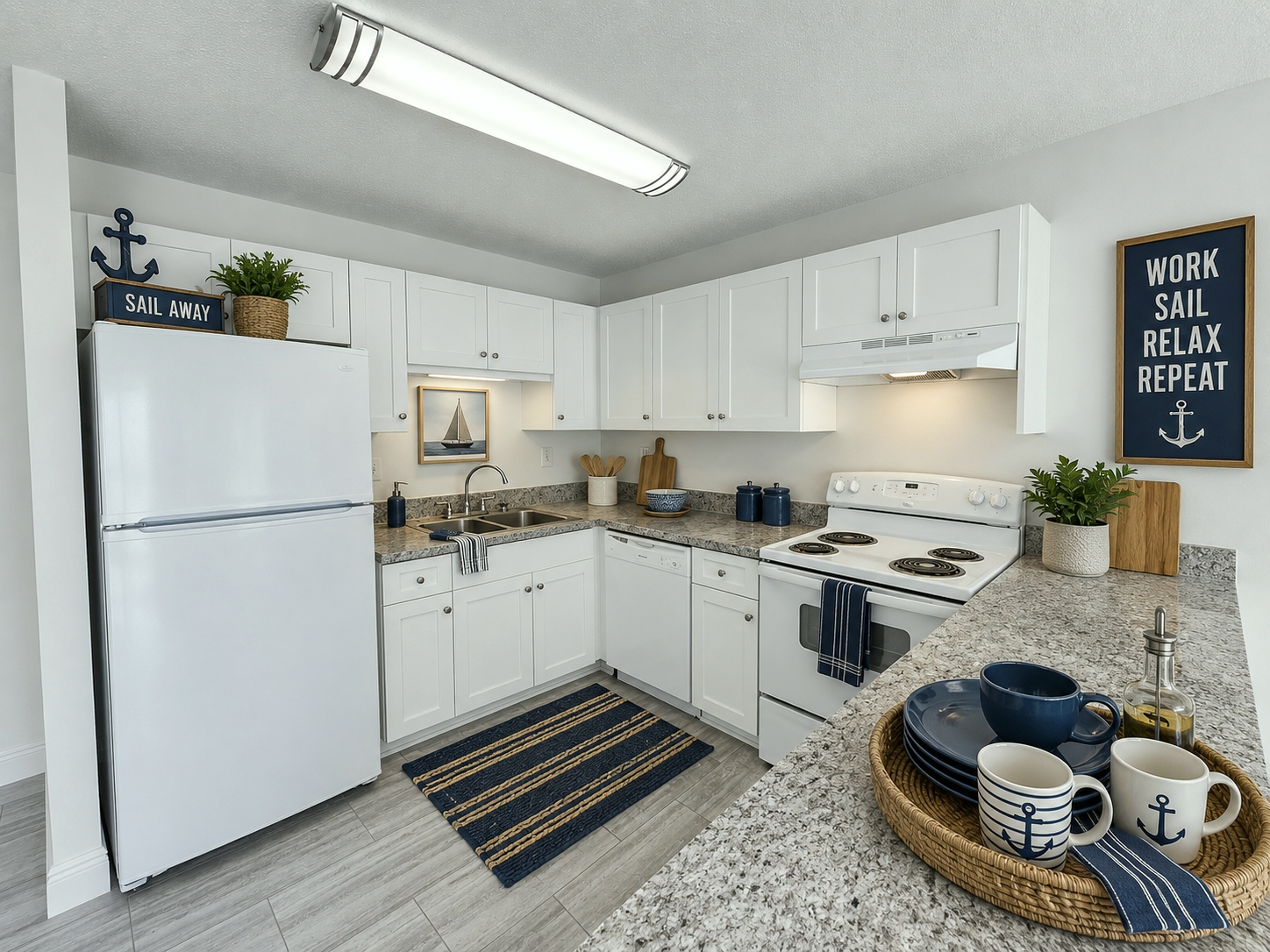 Kitchen with white cabinets