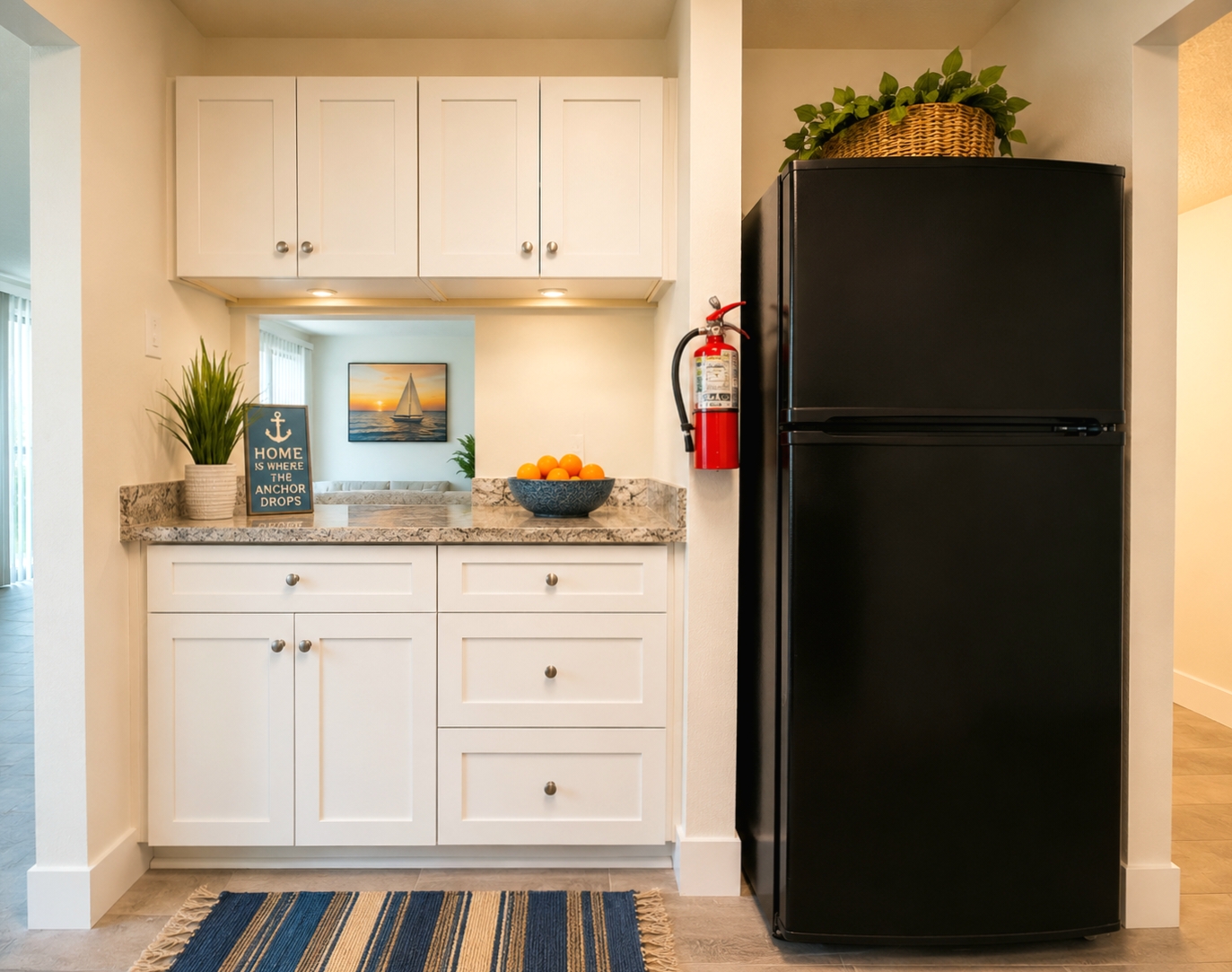 Kitchen with white cabinets