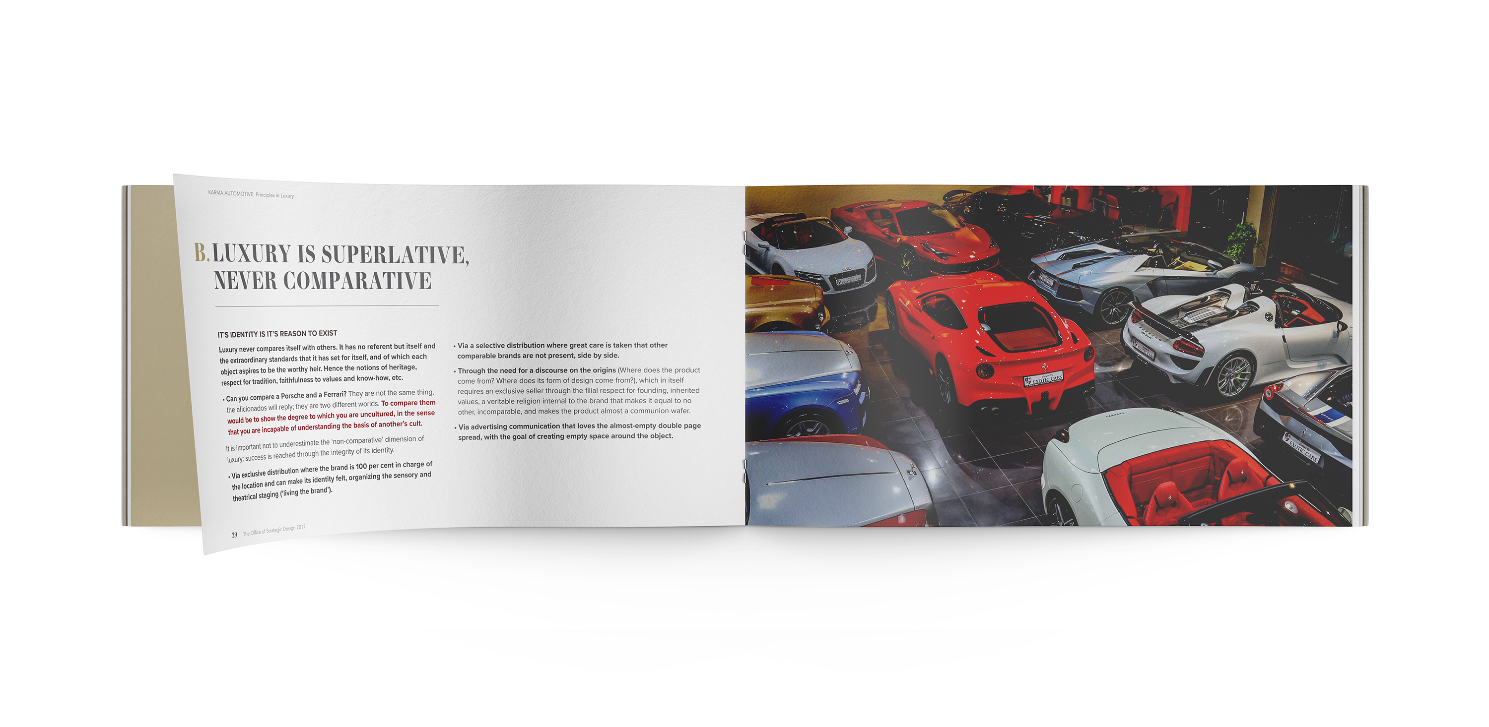 Luxury brand strategy concept explaining that luxury positioning is based on uniqueness and excellence rather than direct product comparison.