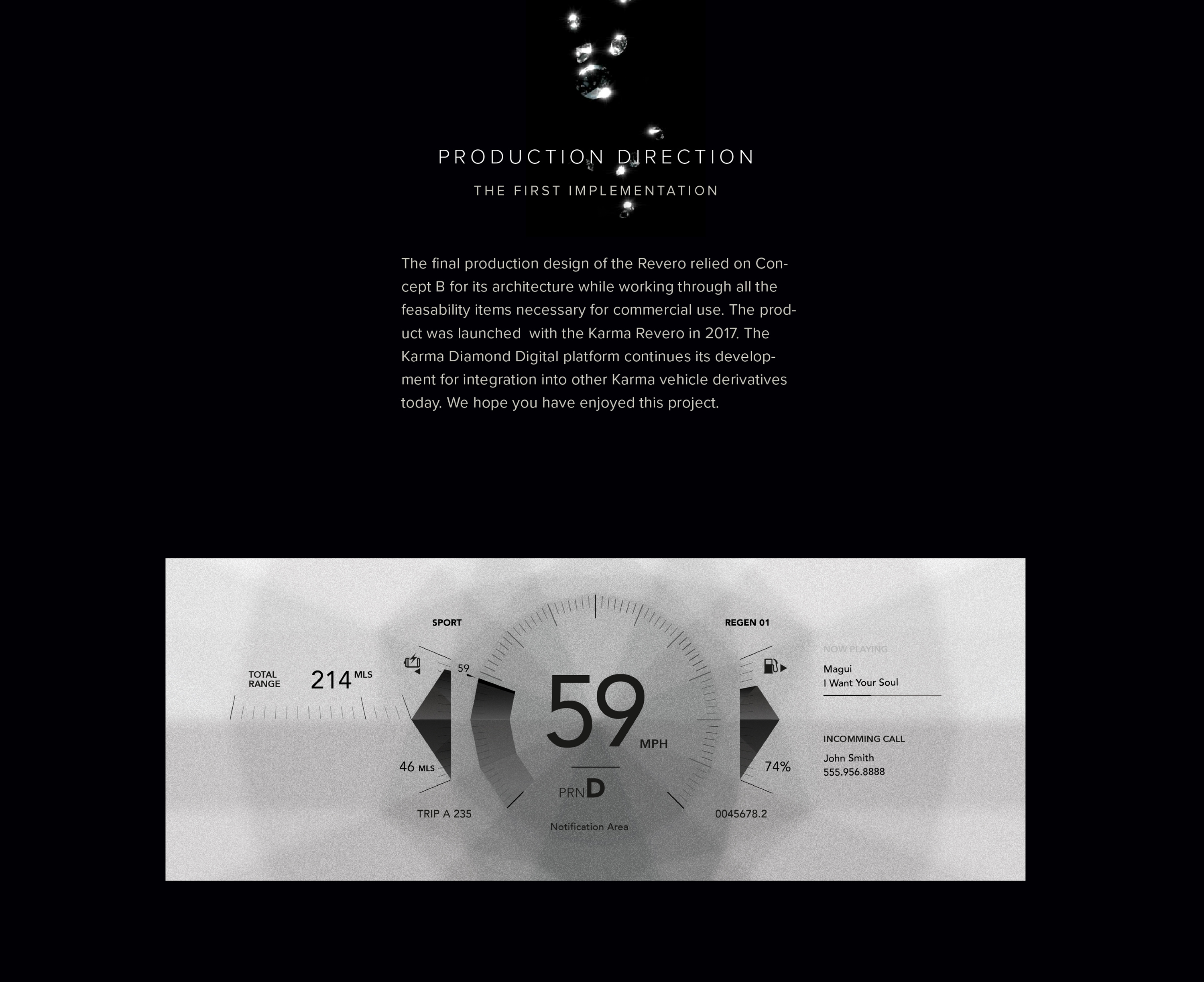 Vertical sequence, plate 8 of 10. Interface screens demonstrate how navigation, audio, and vehicle status information appear within the diamond lattice layout across different driving states.