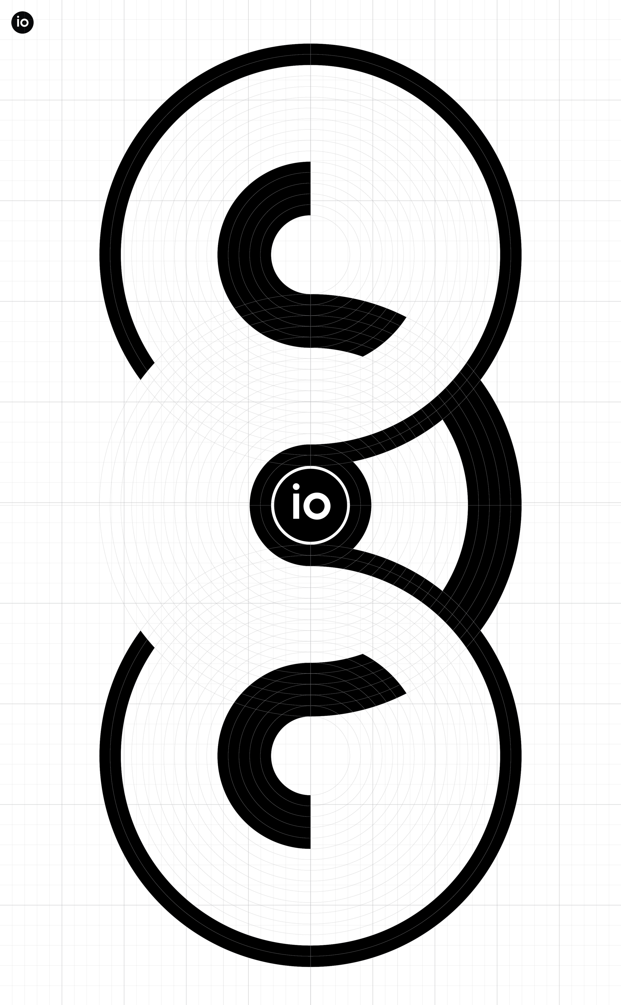 Identity exploration using concentric forms and radial grids to express continuity, flow, and system cohesion.