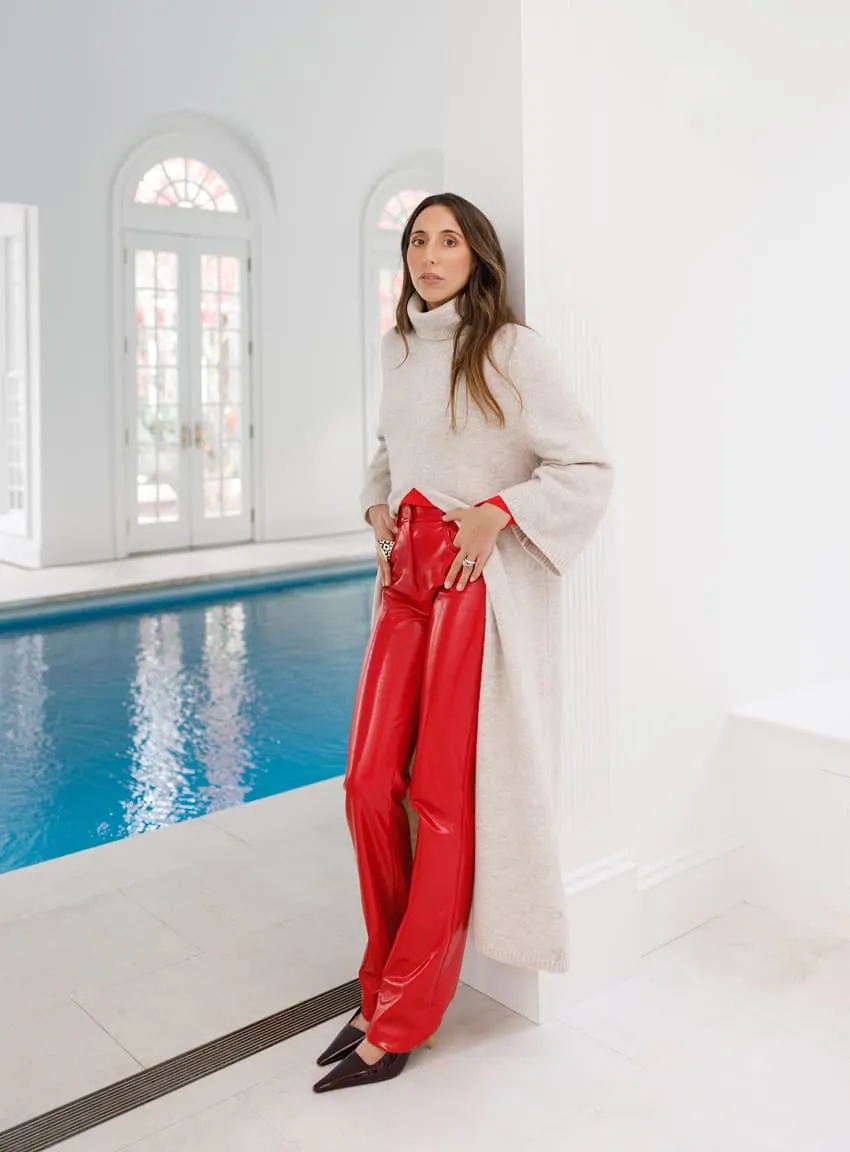 Fashion portrait by an indoor pool, editorial fashion photography for Alexandra Fairweather.