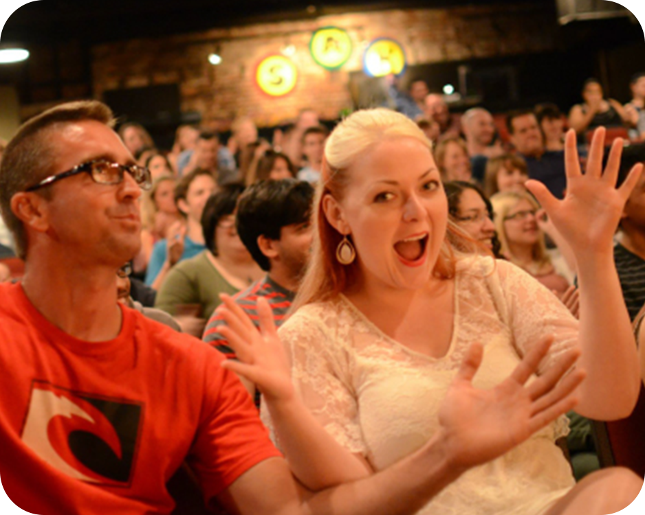 Happy audience members