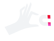 White hand making an OK gesture with a curved arrow around the index finger on black background.
