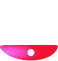 White magnifying glass icon with a pink sparkle inside on a black background.