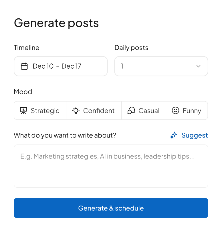 AI-generated LinkedIn post ready to schedule