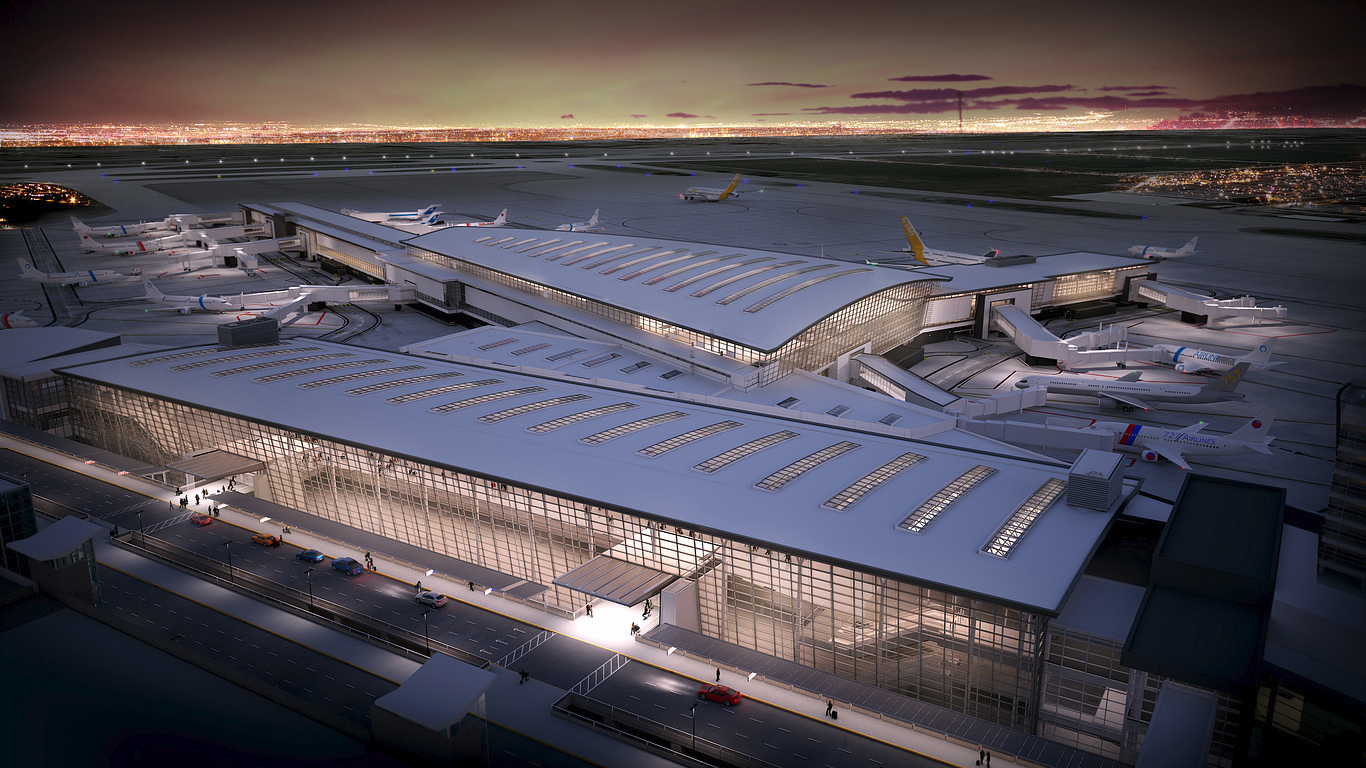 Calgary Airport with Modern Architectural Panels