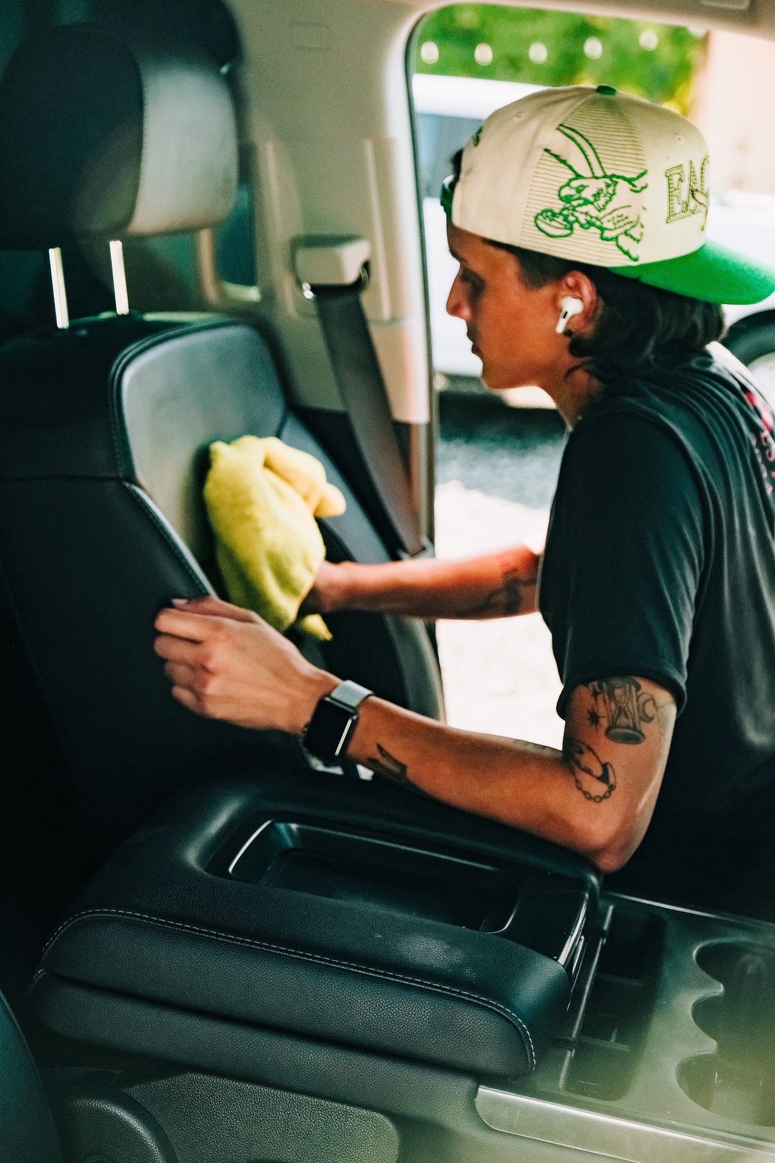 Professional interior detailing with steam cleaning and leather conditioning at Dynamite Details Delaware