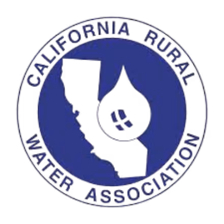 Logo of California Rural Water Association featuring a map of California with a water droplet symbol.