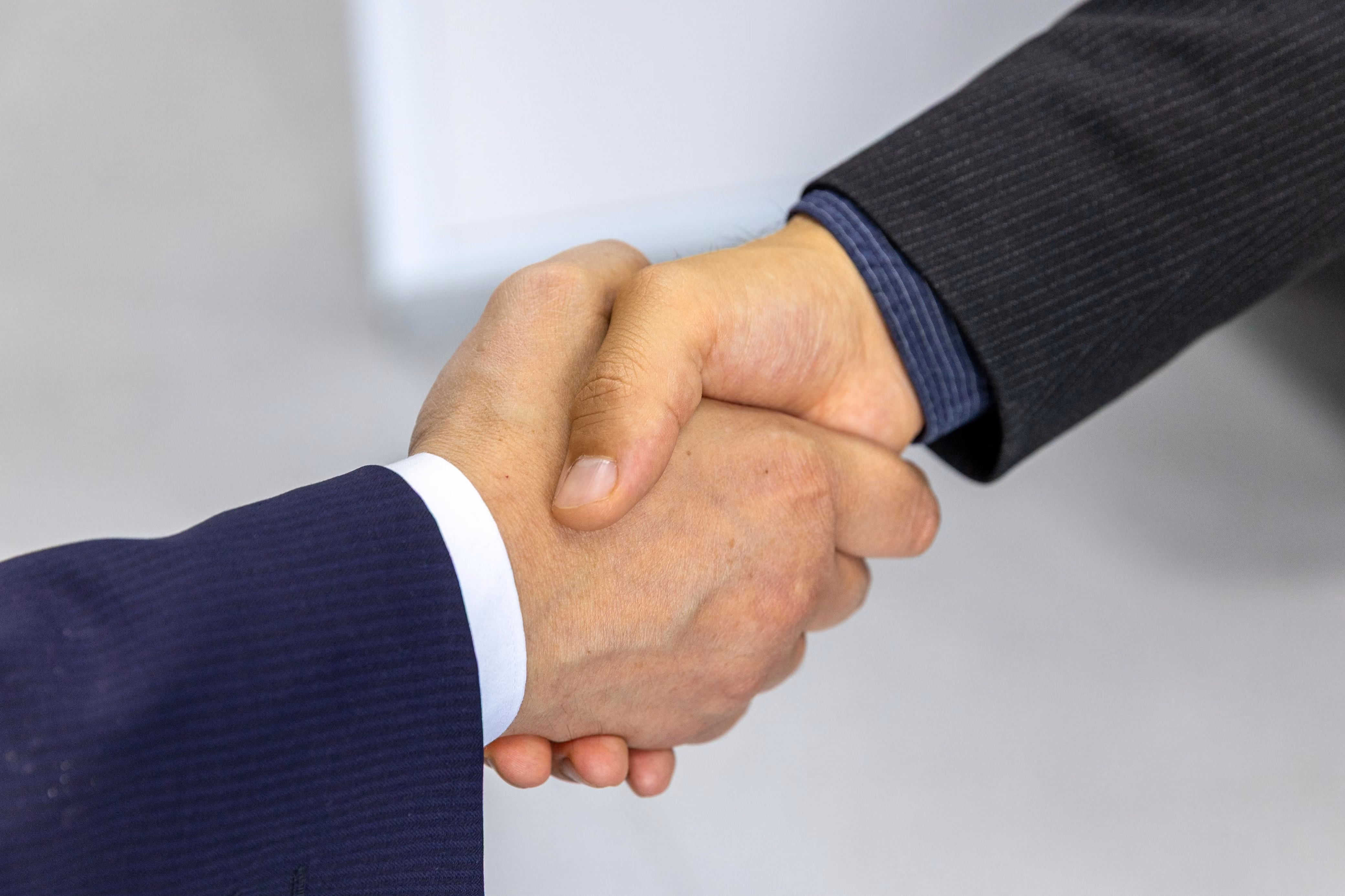 Two people shaking hands.