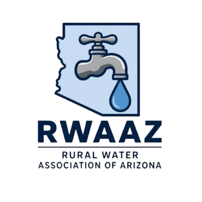 Rural Water Association of Arizona (RWAAZ) logo: a faucet and water drop inside the outline of Arizona.