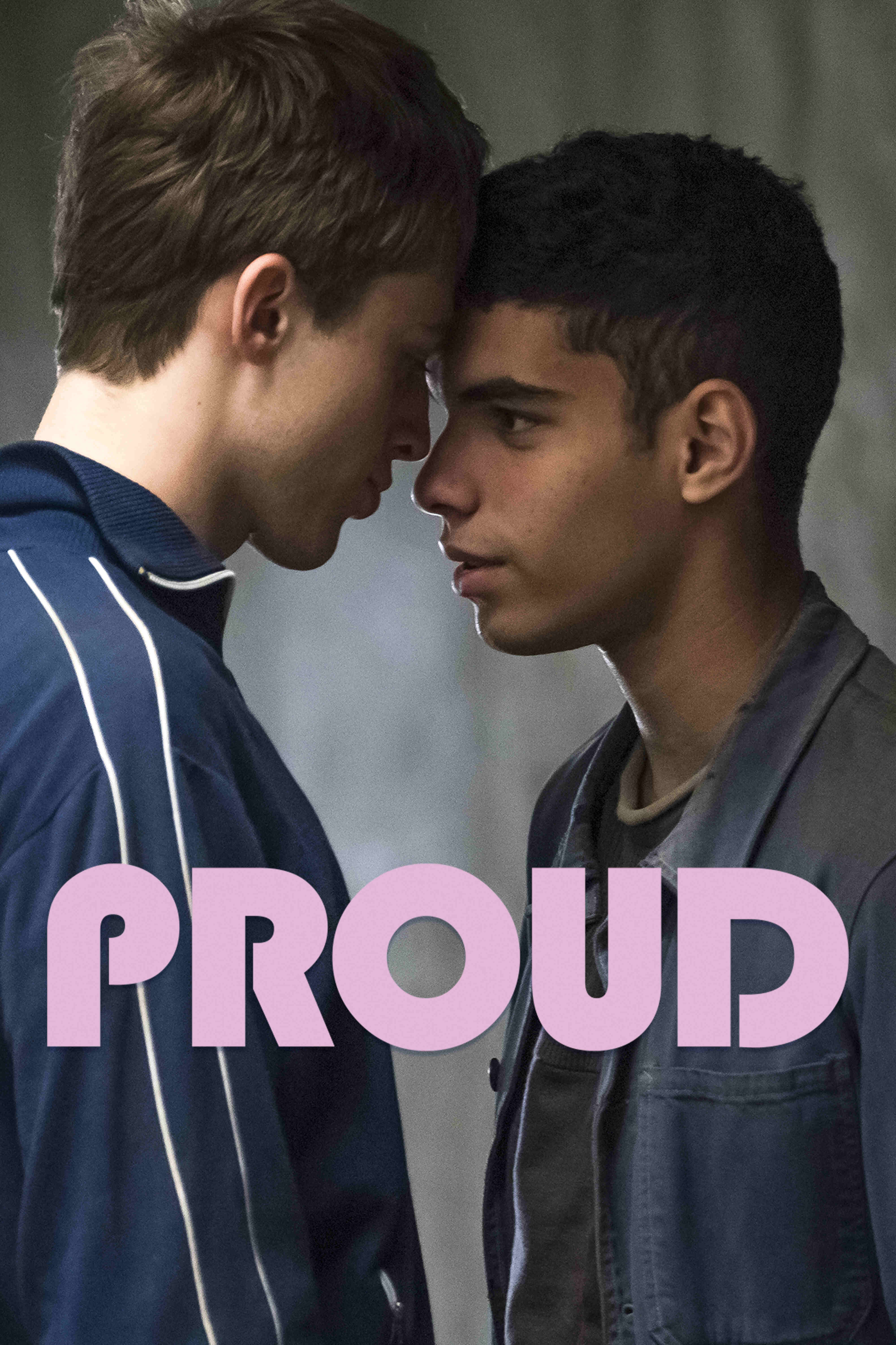 Group movie poster featuring two teenage boys standing forehead to forehead in an emotional moment from the LGBTQ+ coming-of-age drama.