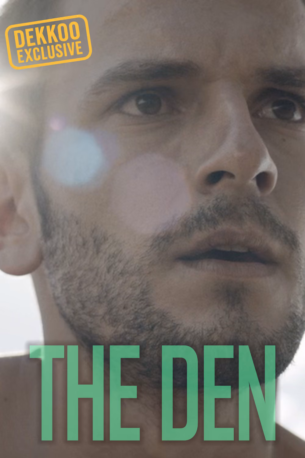 The Den gay short film poster featuring a man in close-up