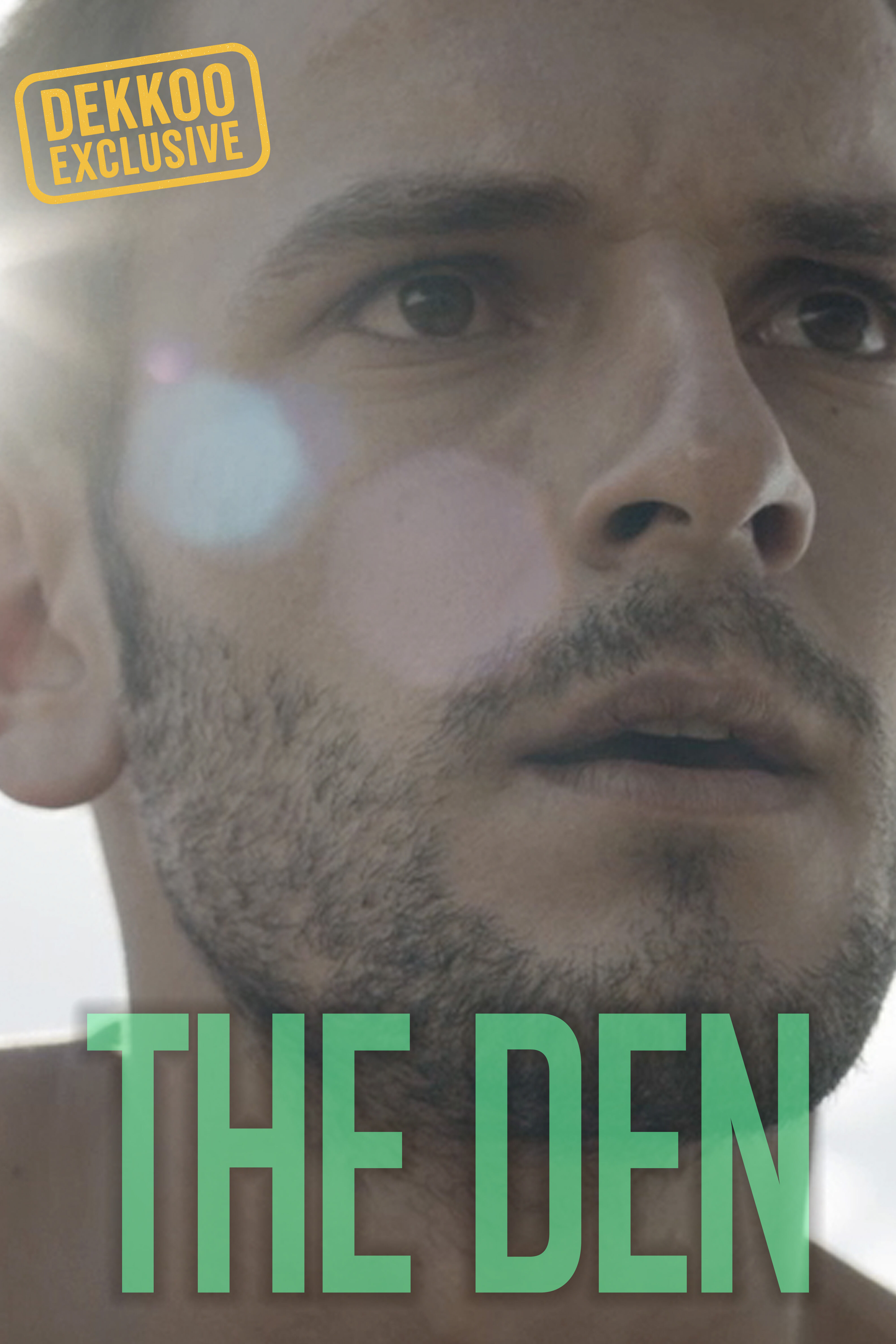 The Den gay short film poster featuring a man in close-up