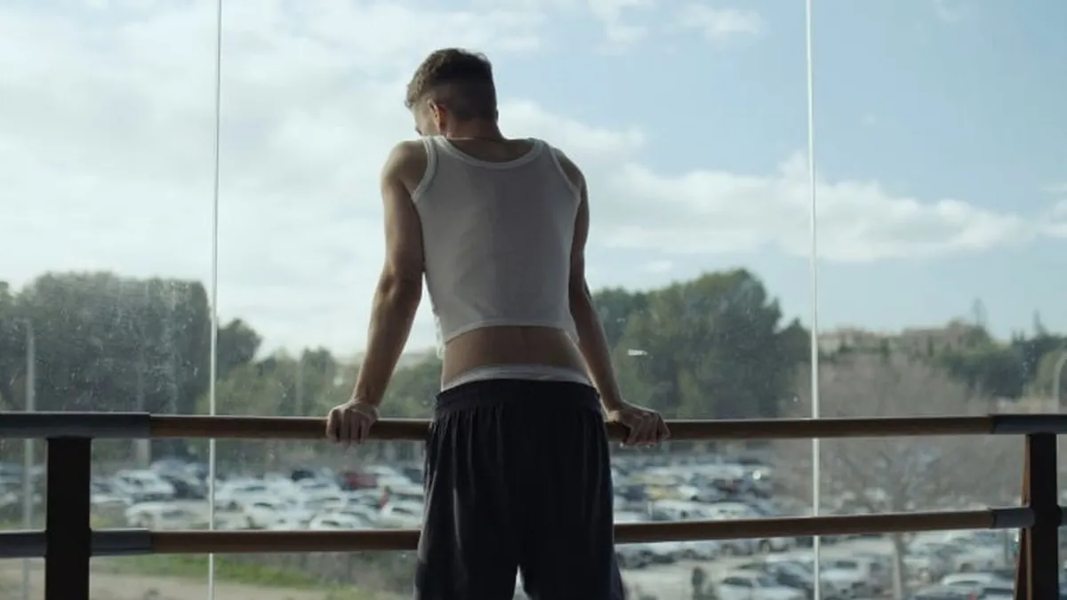 Lluís Garau as a dancer at the barre in The Flesh (La Carn)