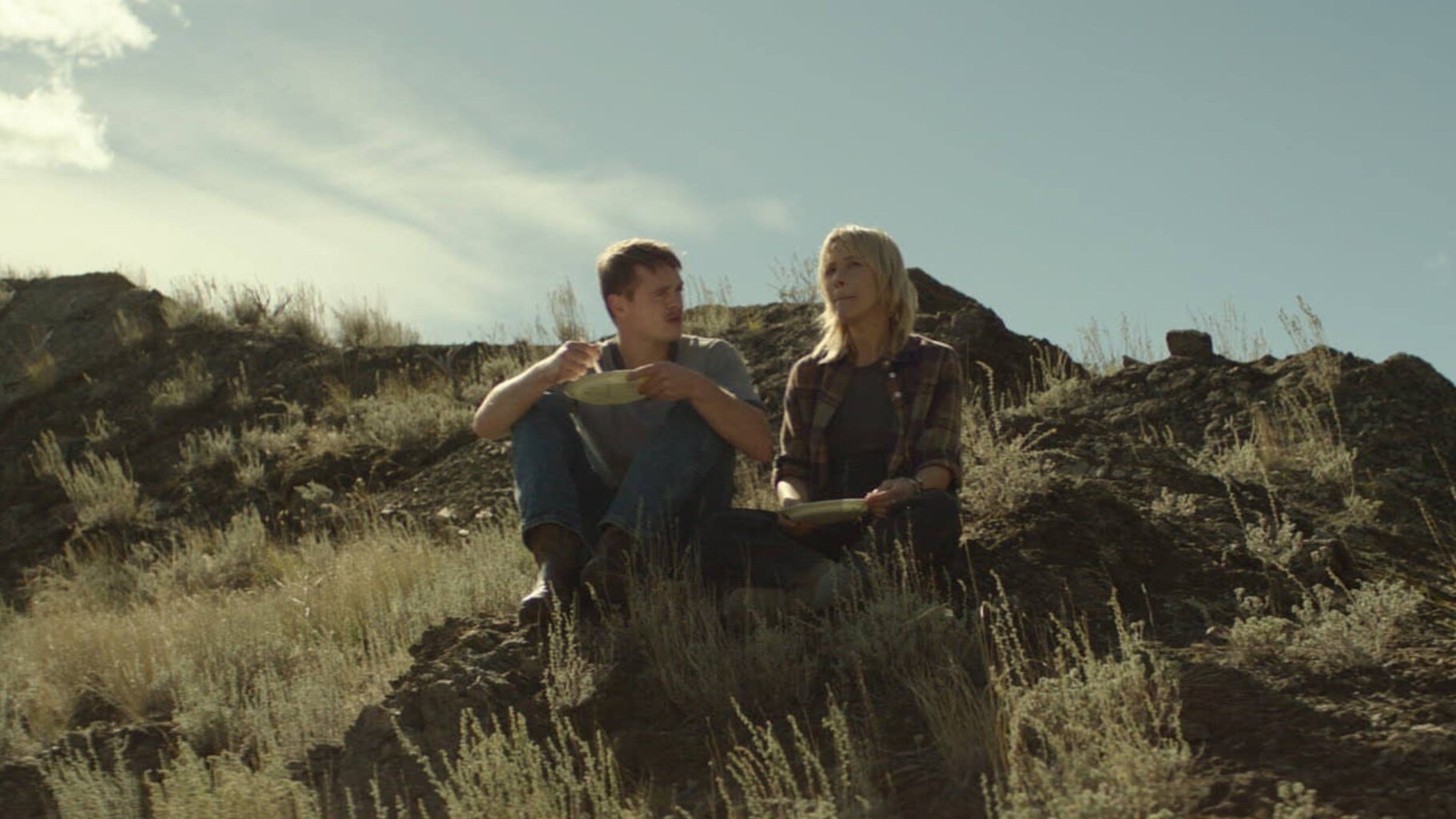Cliff with his estranged mother in the desert in Lunar Sway