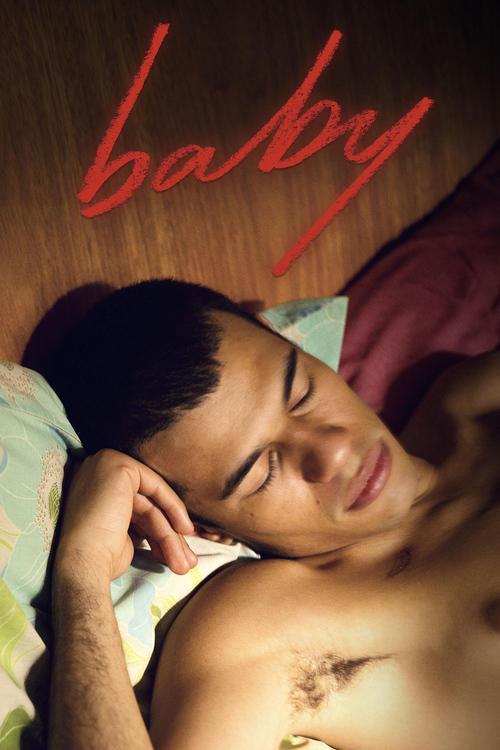 Baby gay movie poster featuring a shirtless young man lying in bed with his eyes closed.