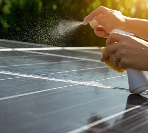 cleaning a solar panel