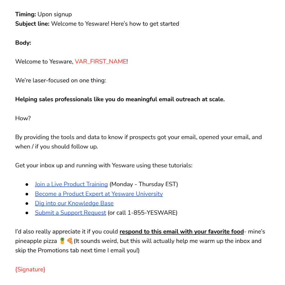 Lifecycle email sample two