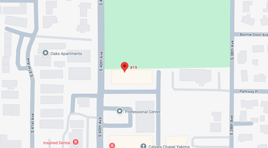 Map showing the Yakima Wisdom Teeth office location at 1015 S. 40th Ave, Ste 19, Yakima, WA.