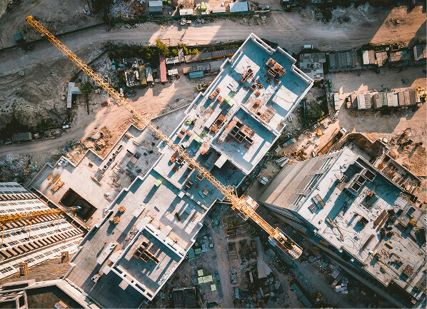 Aerial view of a construction site