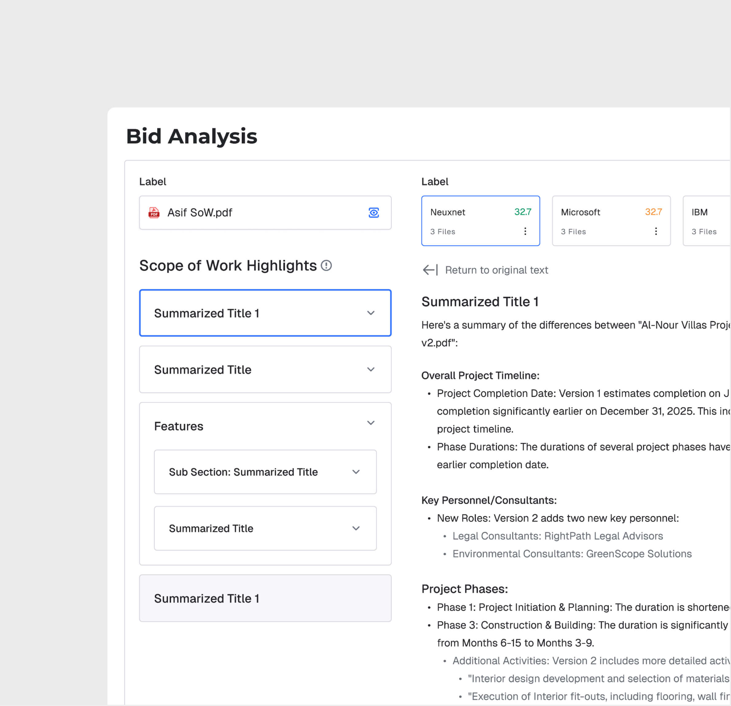 Multi-Bidder Comparison