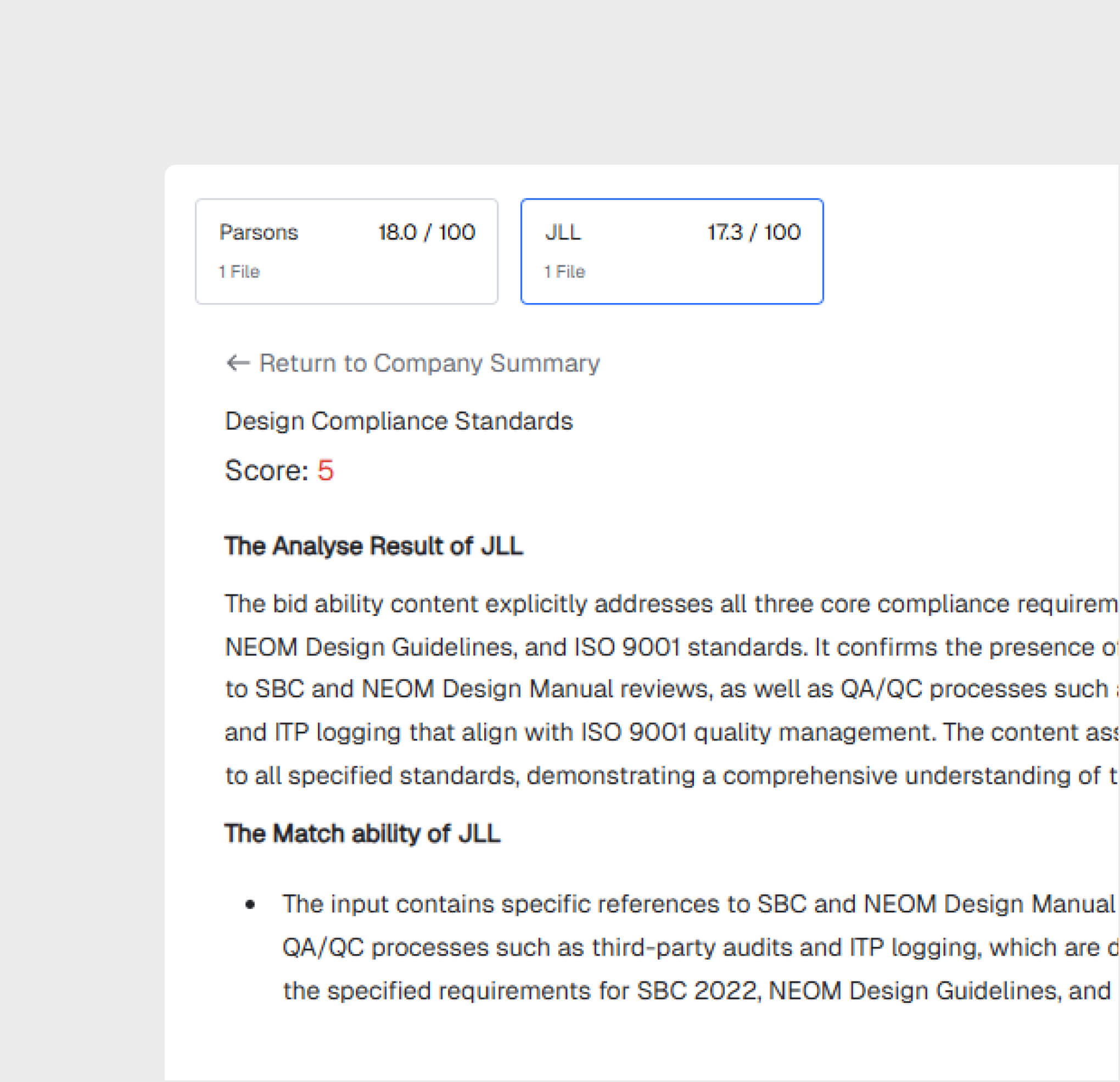 Weighted Scoring Matrix