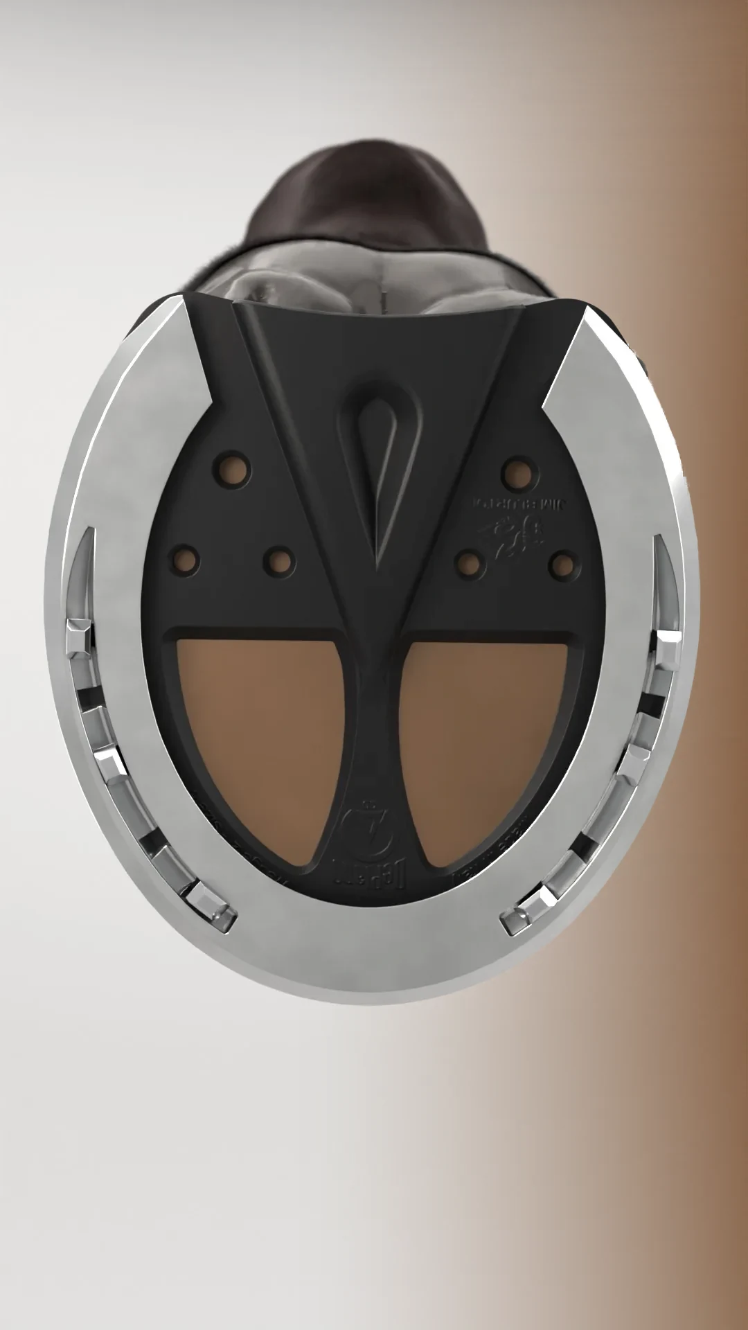 3D Deplano Fusion Pad with its leather sole, fitted on a hoof, seen from below