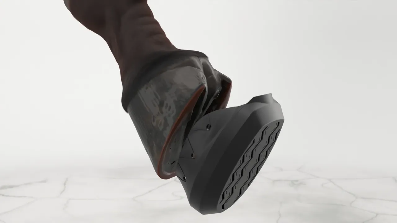 Squish Pad sliding onto a lifted hoof in one piece
