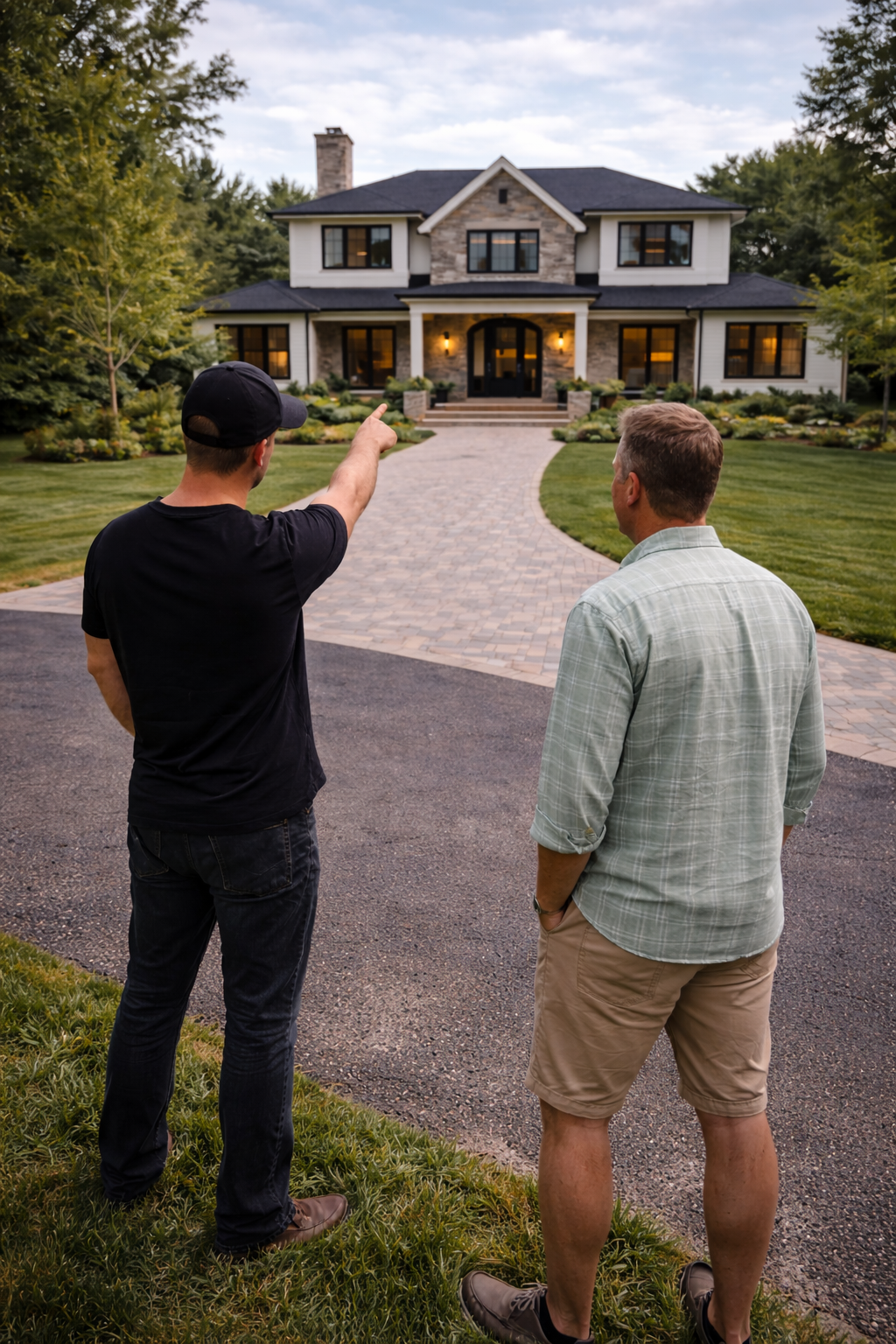 Home consultation with two men n front of a utah home