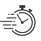 Black stopwatch icon with motion lines indicating speed or fast time.