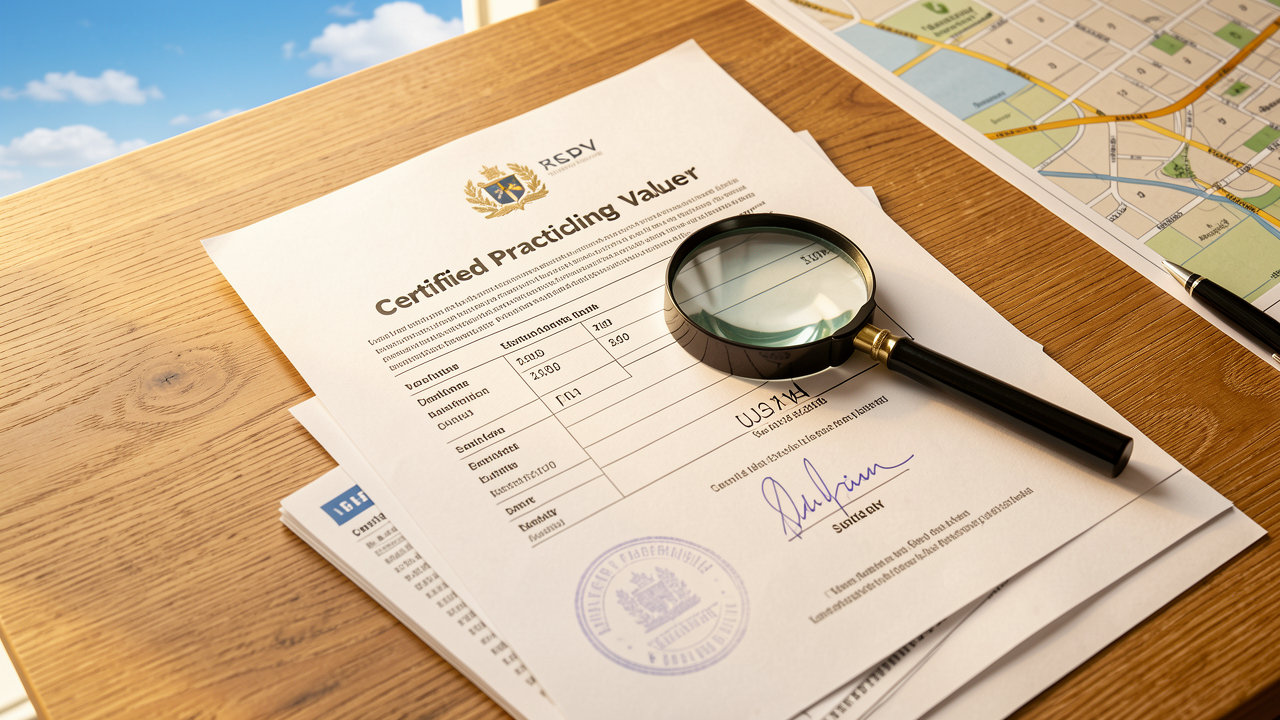 Certified Practising Valuer's formal valuation report with Sydney property address - Somerstone Property Group