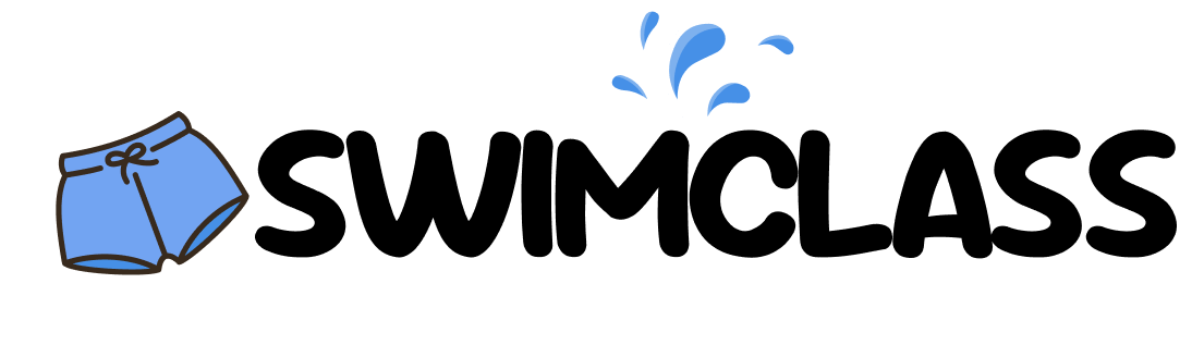 SwimClass Singapore logo featuring blue swim shorts and water splashes