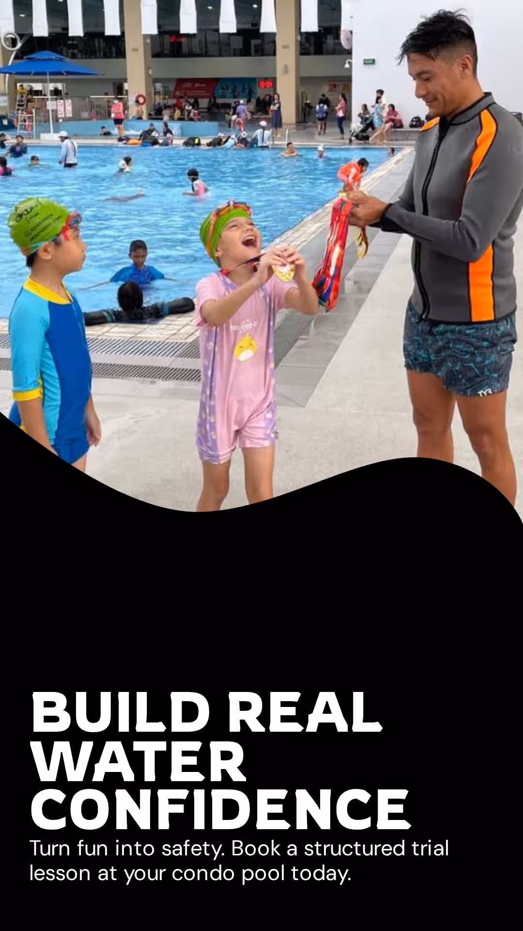 Professional baby and kids swimming mastery at