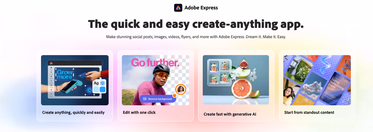 Adobe Express design interface with background removal