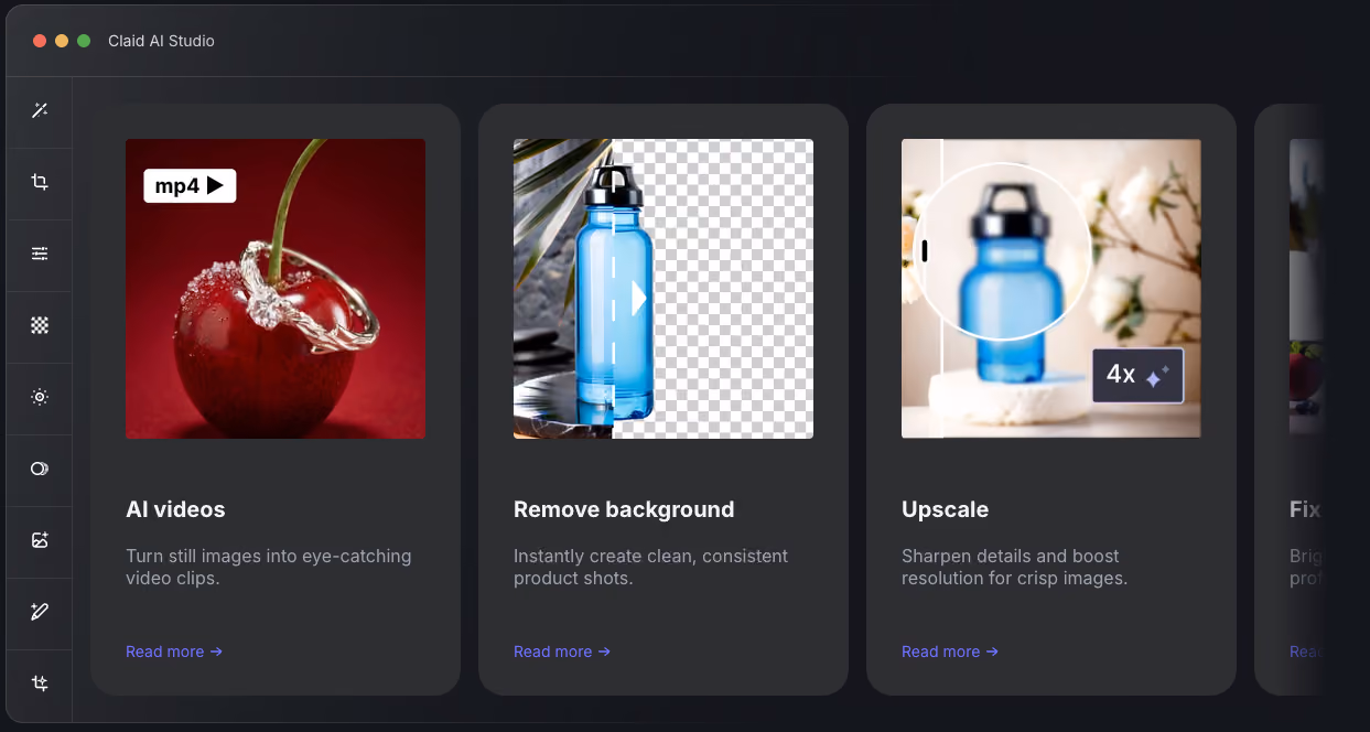 Claid AI product photography interface