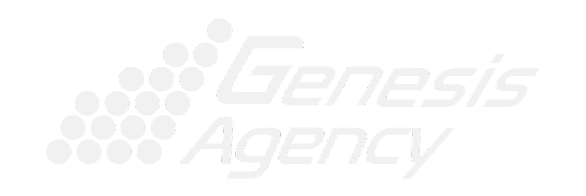 Genesis Agency logo with stylized text and a cluster of dots forming a diagonal shape.