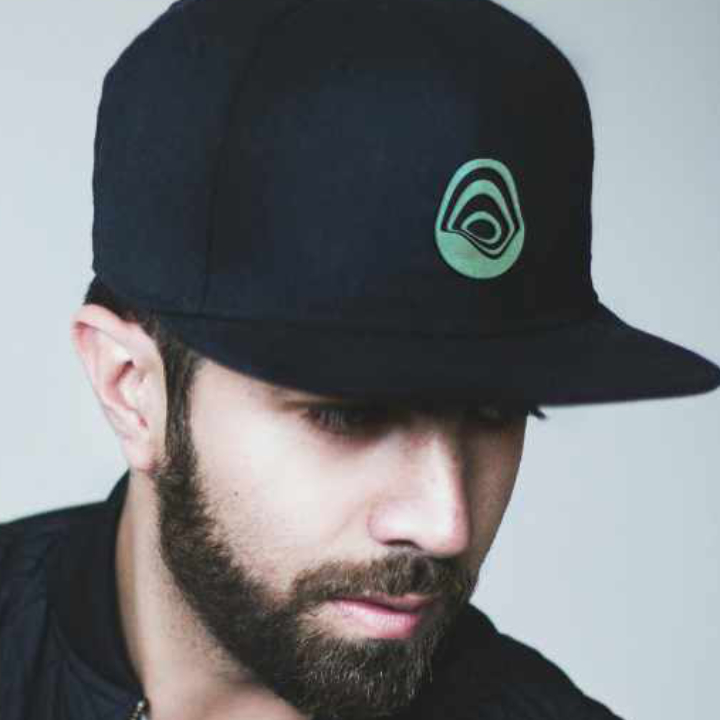 Logo design mockup on baseball cap. Logo is a fluid ball warp for 3D animator.