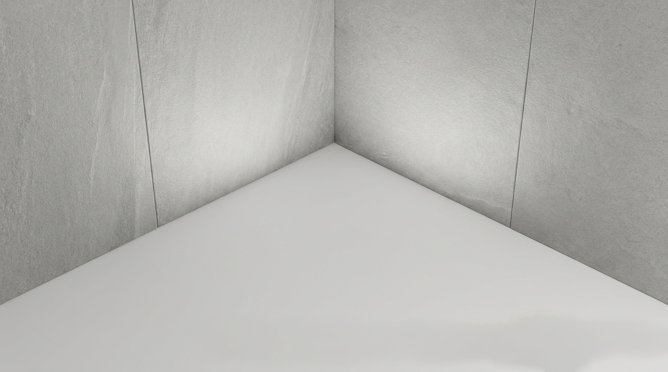 Finished shower enclosure with modern fixtures