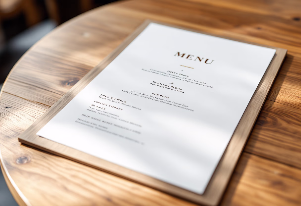 image of displayed menu (for a coffee shop & cafe)