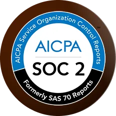 AICPA SOC 2 seal with text 'AICPA Service Organization Control Reports Formerly SAS 70 Reports' in a circular design.