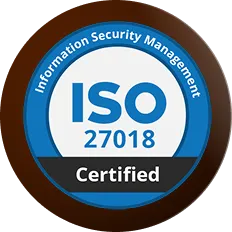 ISO 27018 Certified badge for Information Security Management.